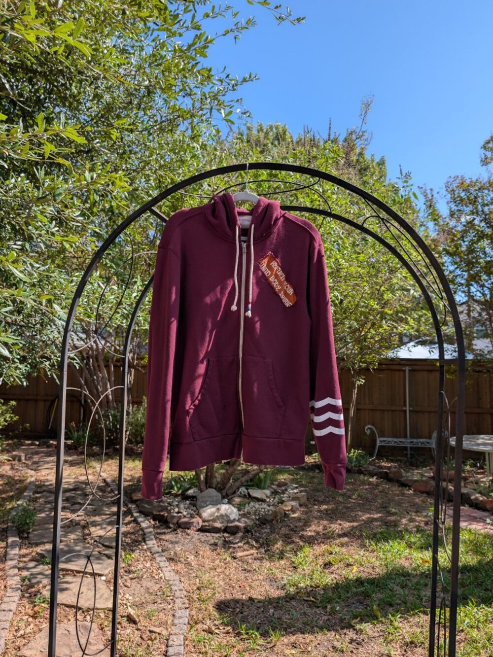 Upcycled One of a Kind Sol Angeles Patch Zip Up Hoodie L